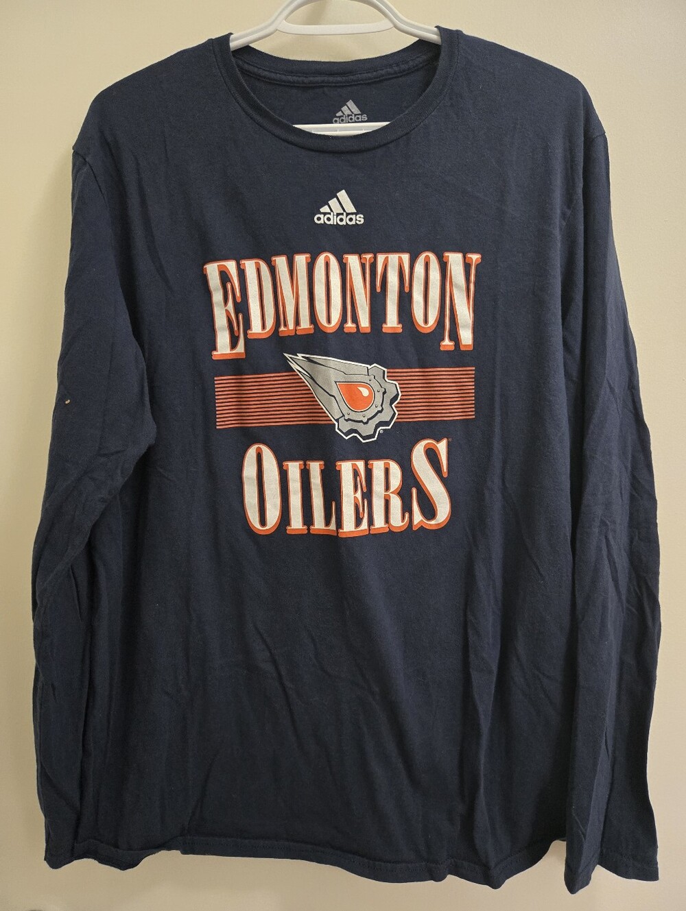 Mens Adidas NHL Edmonton Oilers Long Sleeve TShirt
